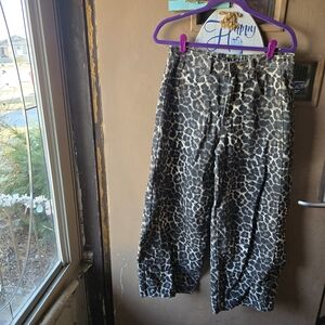 Mocha Leopard Print Wide Leg Barrel Jeans